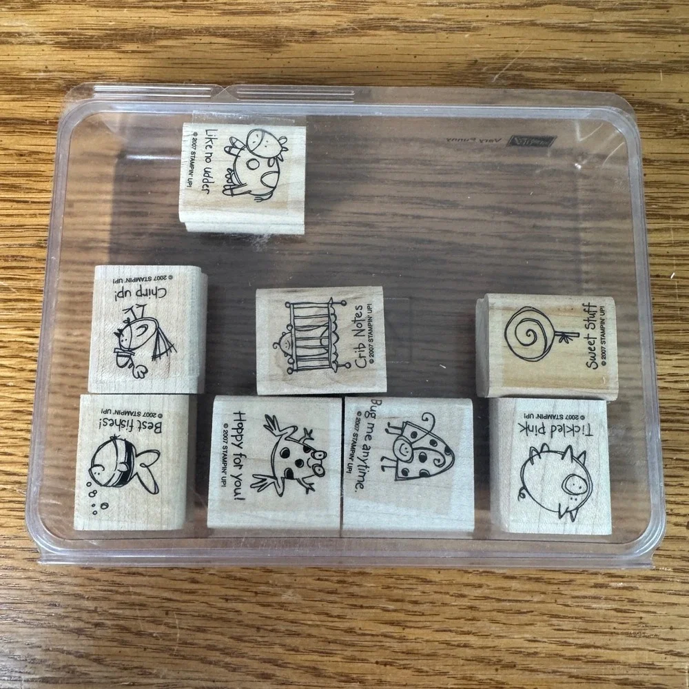 Stampin Up Very Punny Wood Mounted Rubber Stamp Set of‎ 8 Animals 2007 Retired